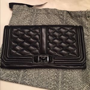 REBECCA MINKOFF Black Leather Clutch