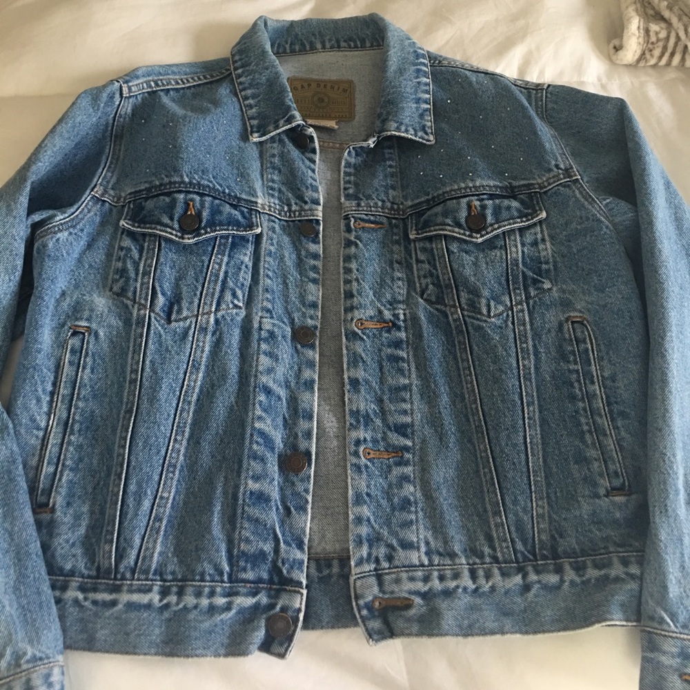 Gap Women's Denim Jacket "Faith" bling