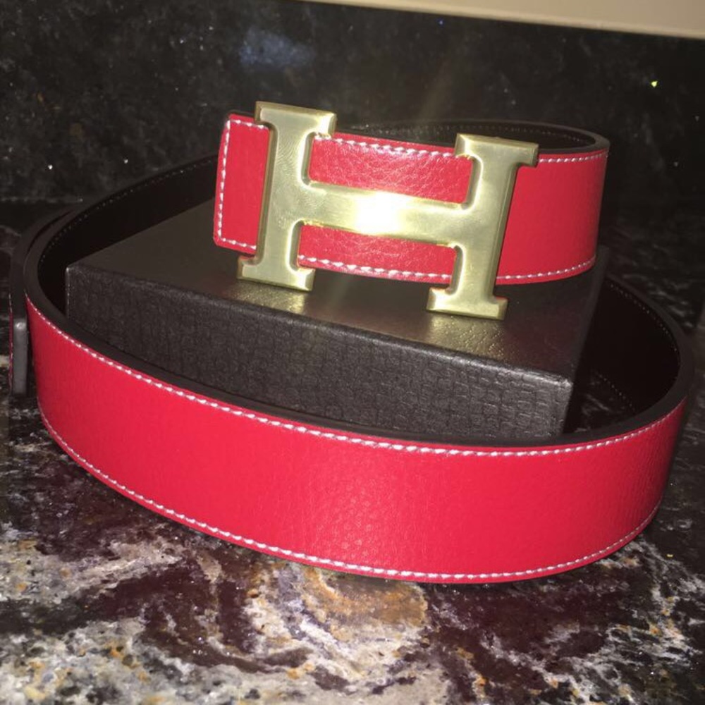Maikun Men's Red and Gold H Belt - Picture 1 of 1
