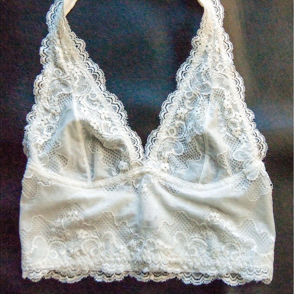 || NWT || White Lace Halter Bralette - Picture 1 of 3