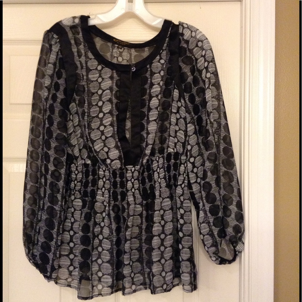 Essentials by A.B.S. Black & White Sheer Top