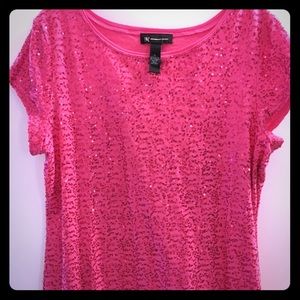 INC pink sequin tshirt size XL