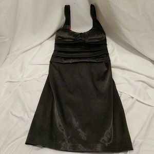 Fitted Black Short Satin Dress