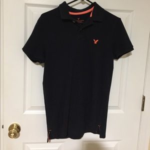 American Eagle Navy Blue Polo with Orange Logo