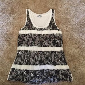Express Lace Sequin Top