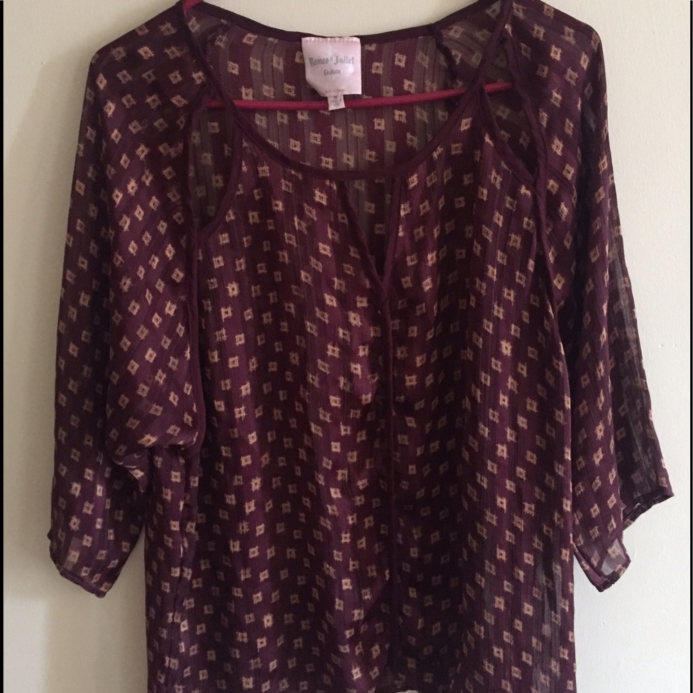 Burgundy sheer top