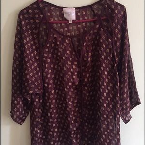 Burgundy sheer top