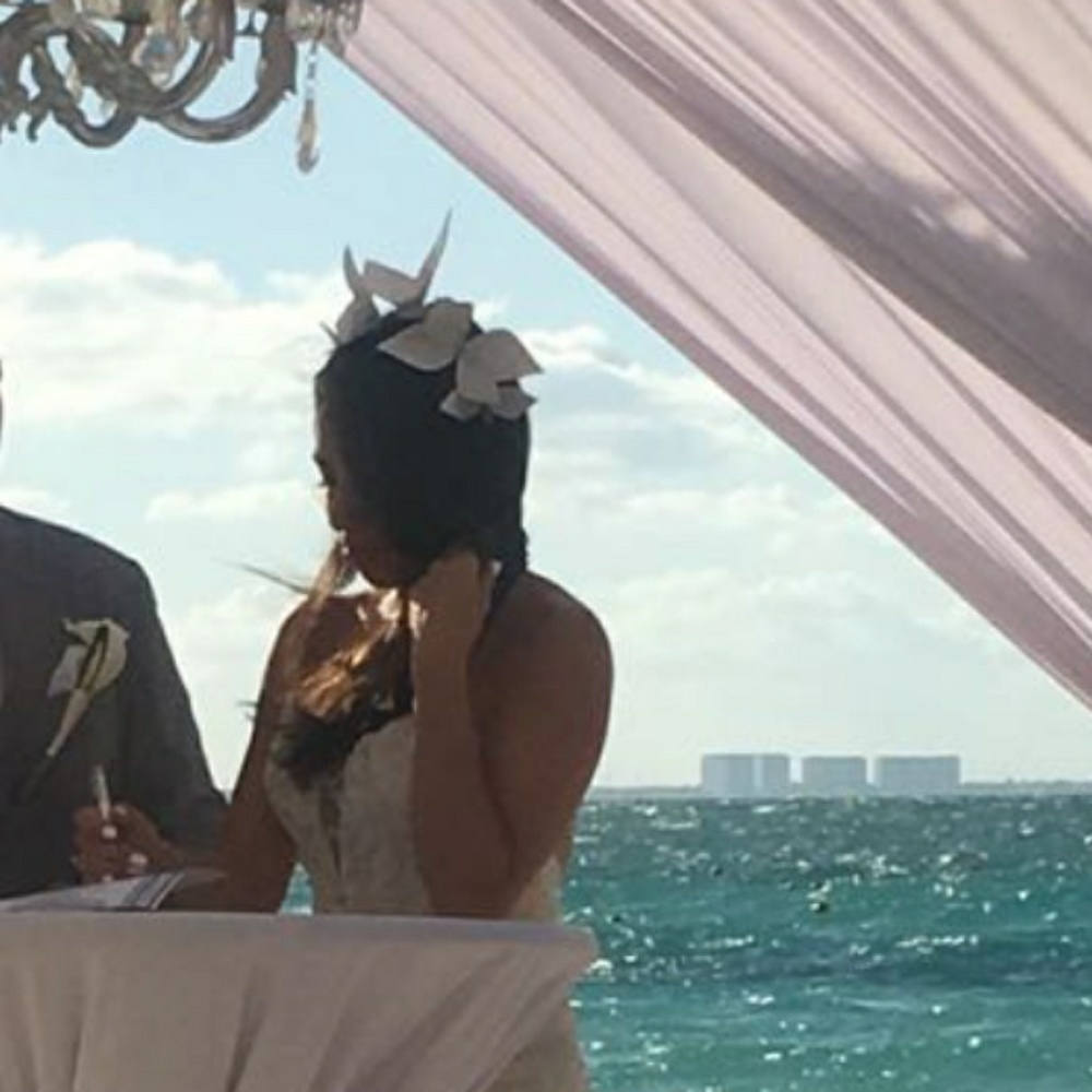 White flower Leather Headband