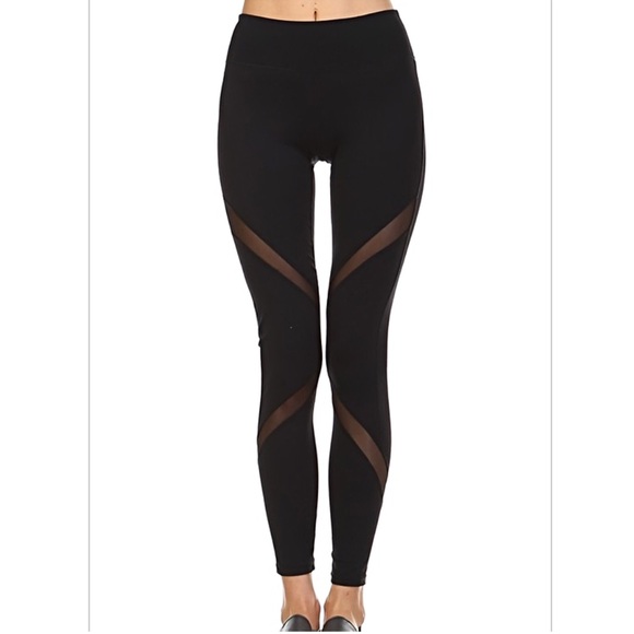 SALE- Double Mesh Panel Leggings - Picture 4 of 5