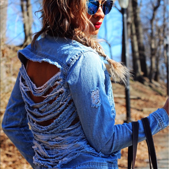 shredded back denim jacket
