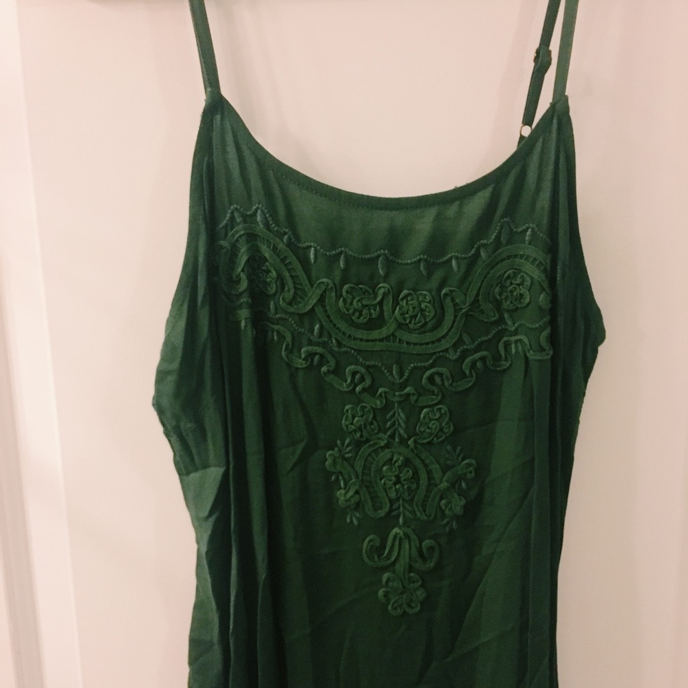 Green summer beach boho dress