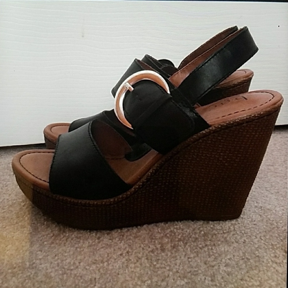 B.o.c. black wedge sandals