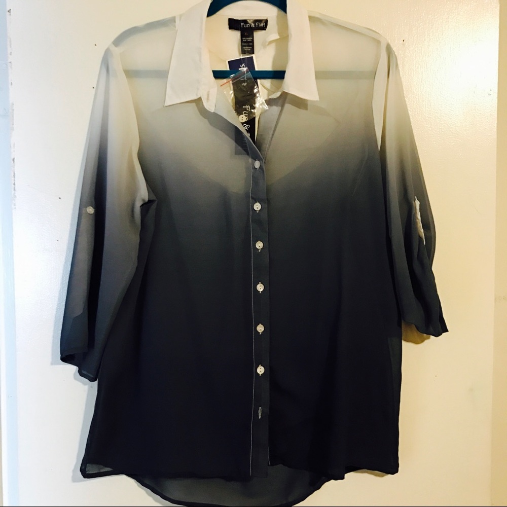 Fun & Flirt Blue and White Blouse