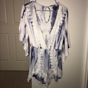 Tie Dye & Lace Romper