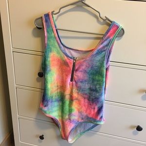 iHeartRaves Rainbow Tie Dye Bodysuit