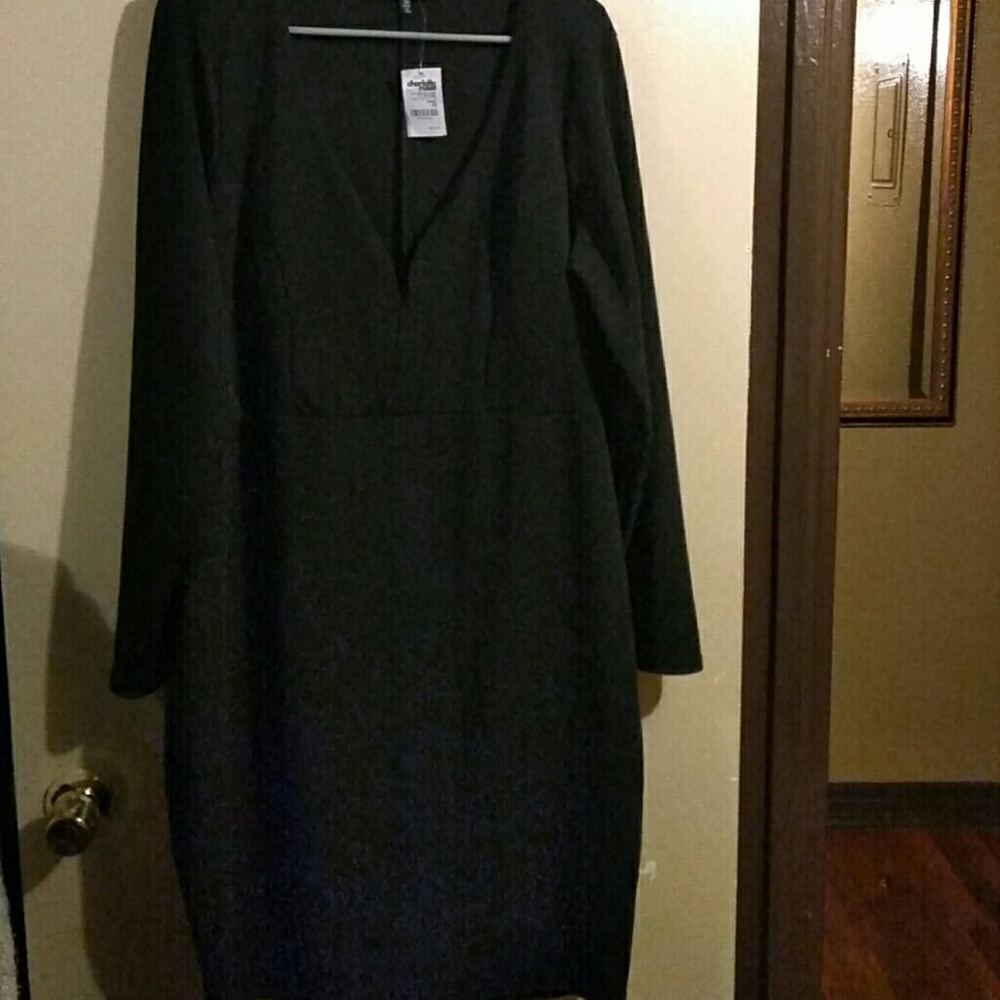 Black deep v cut dress