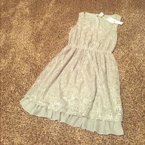 BRAND NEW short, sparkling, grey dress