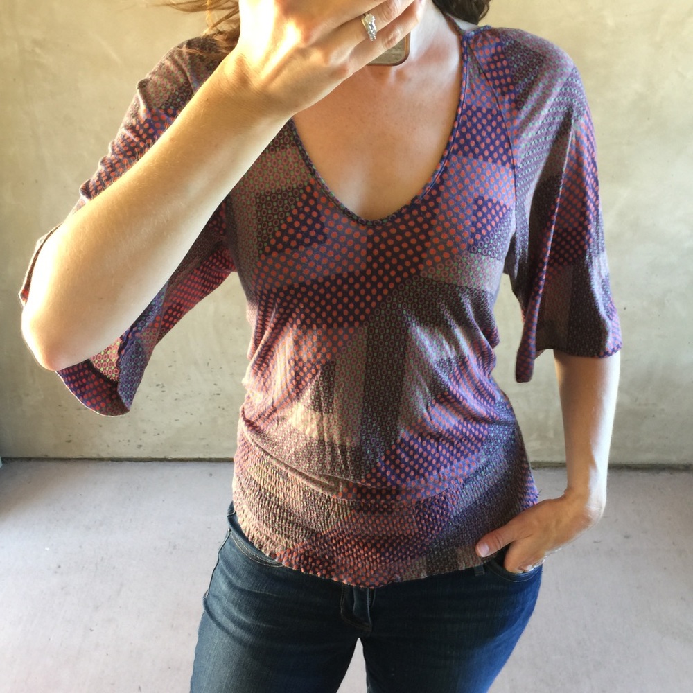 Anthropologie Deletta Multicolored Patterned Top