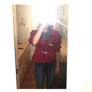 Anthropologie Red Double Breasted Blazer