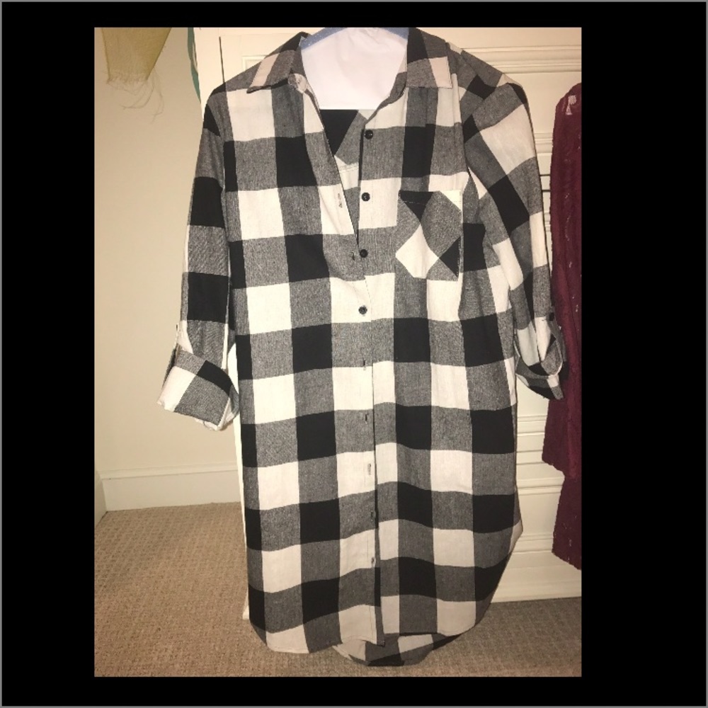oversized flannel dress