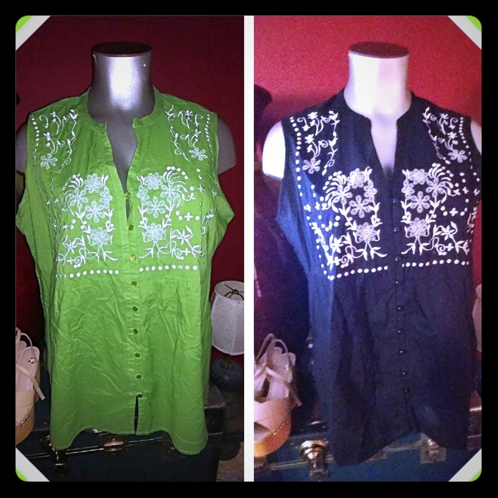 Embroidered plus size tunic top