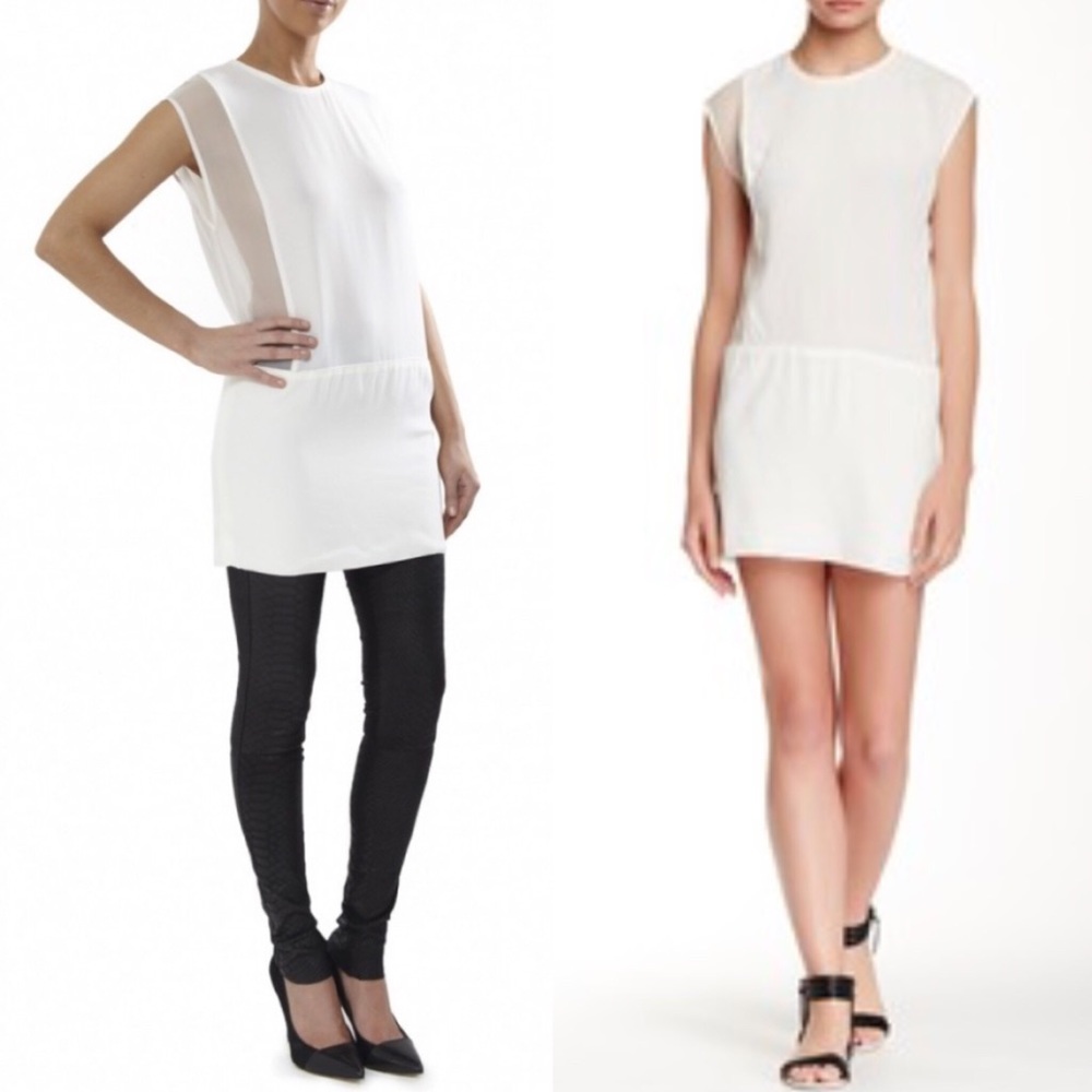 NWT IRO Jacel Off White Silk Contrast Dress - Picture 7 of 8