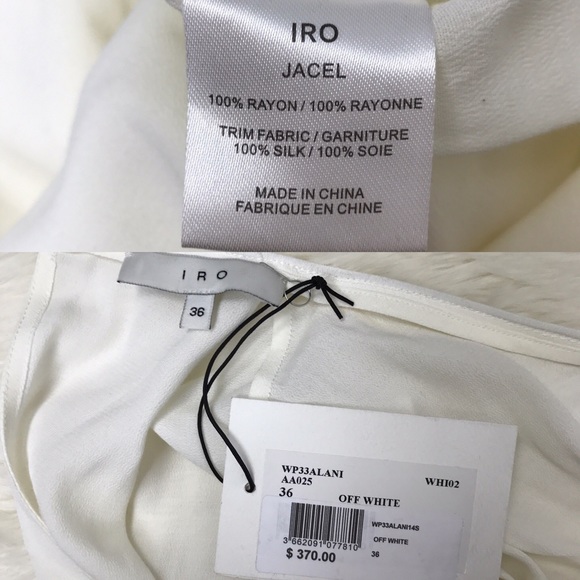 NWT IRO Jacel Off White Silk Contrast Dress - Picture 8 of 8