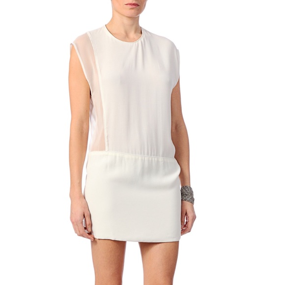 NWT IRO Jacel Off White Silk Contrast Dress - Picture 2 of 8