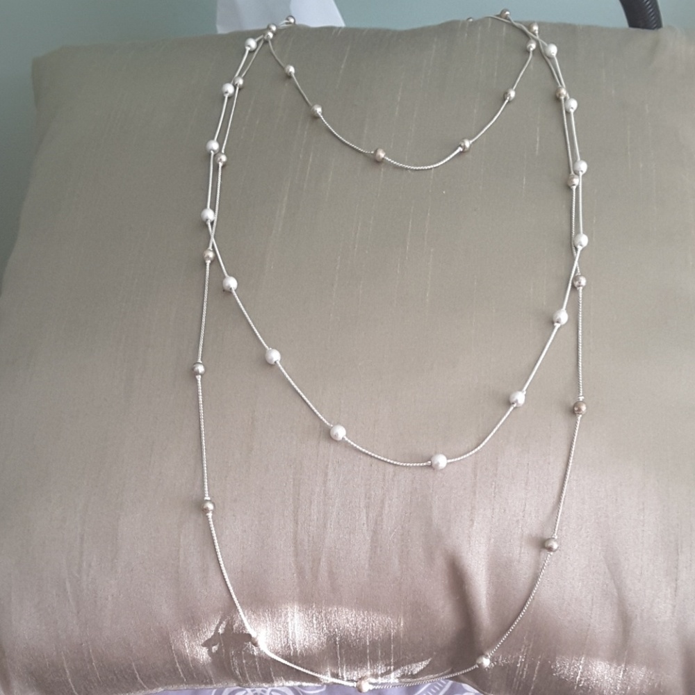 Triple strand silver necklace