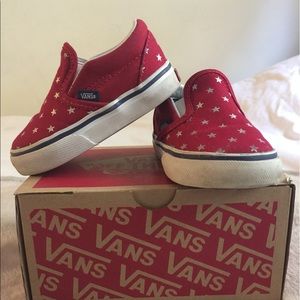 Red Vans slip on shoes