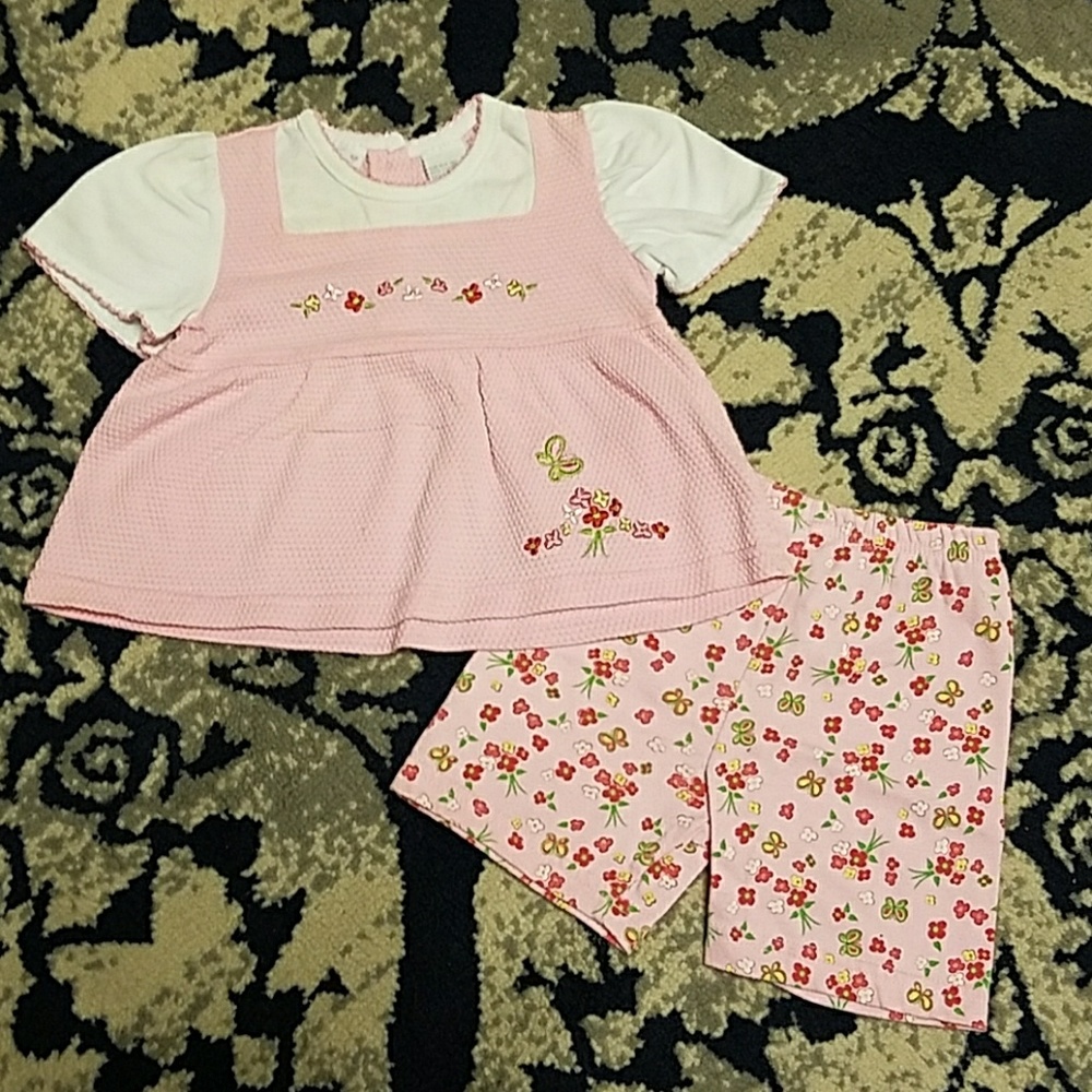 Vtg Tiny Tots Infant Girls Pink Short Set 6-9m