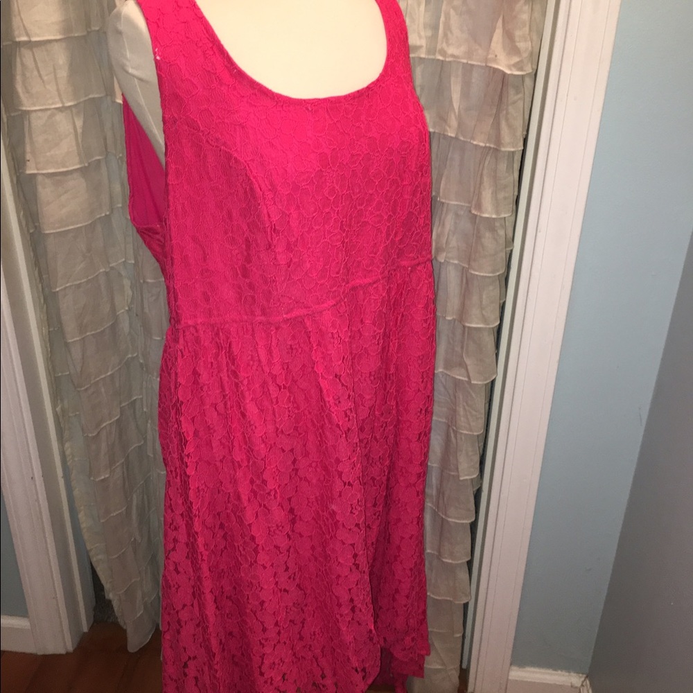 TORRID magenta lace high low dress