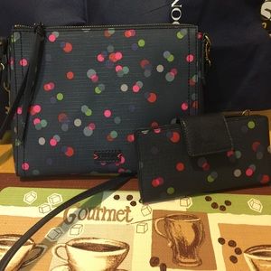 Fossil Emma crossbody and tab clutch Navy