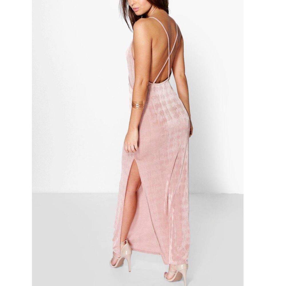 Shimmer strappy backless maxi dress