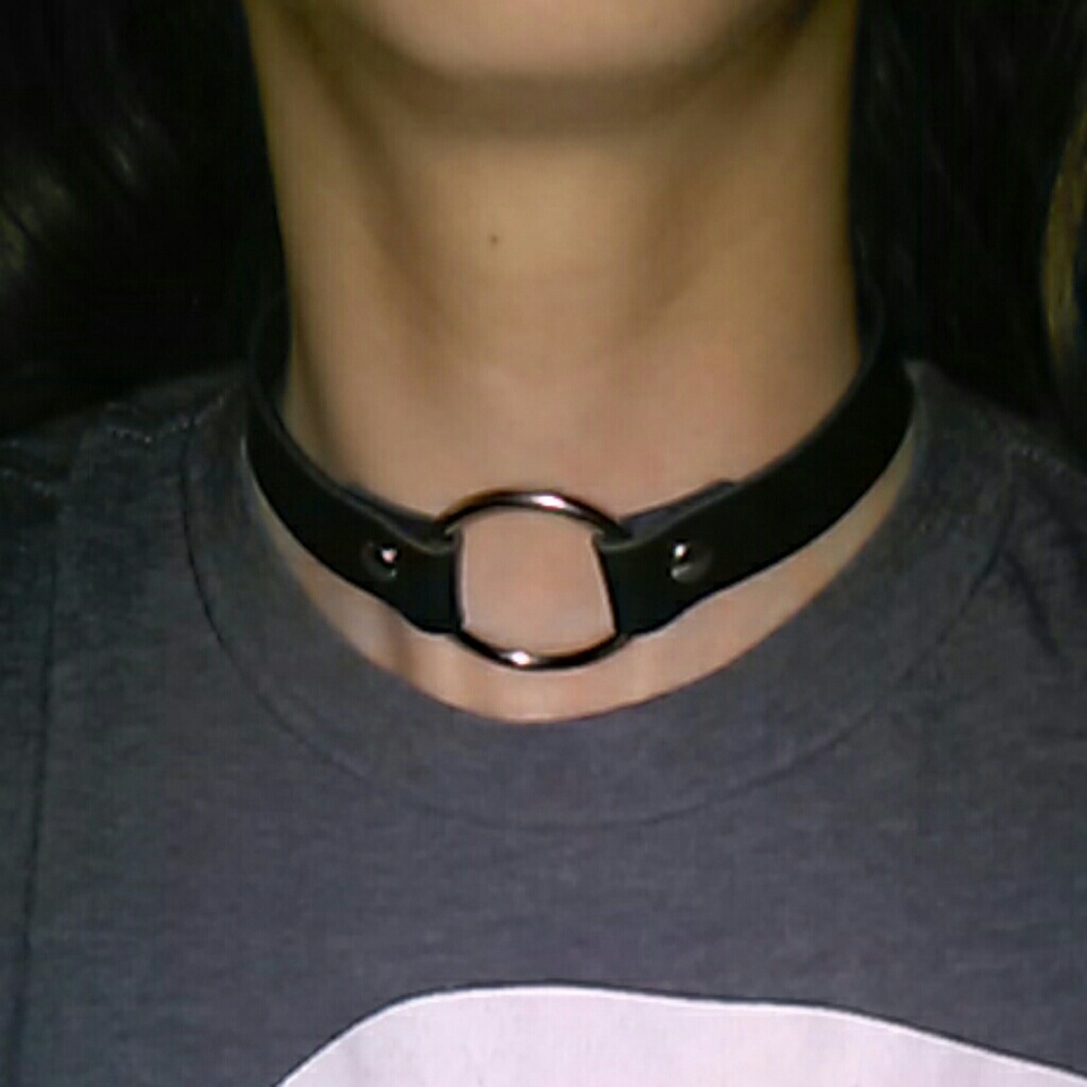 New Black leather choker