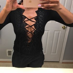 Fashion Nova Lace Up Leotard