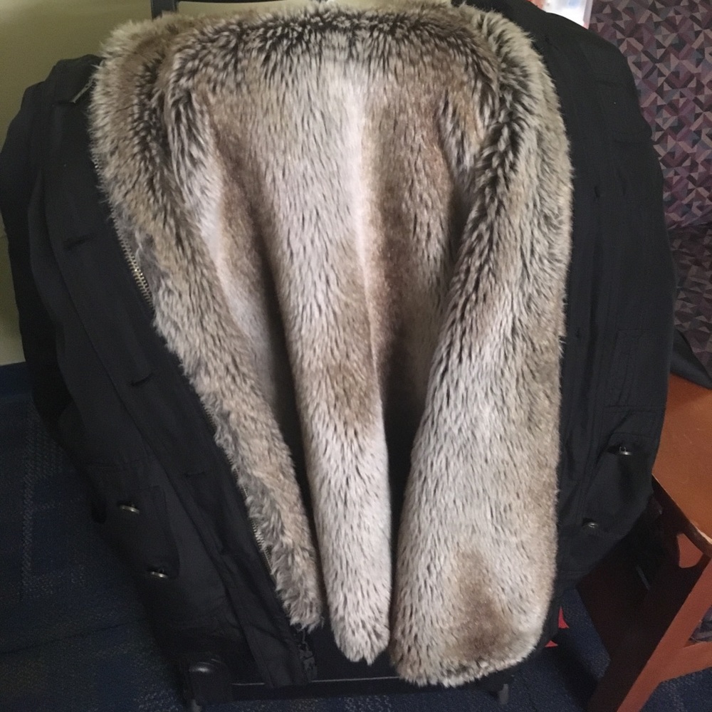 Fur parka jacket trench jacket