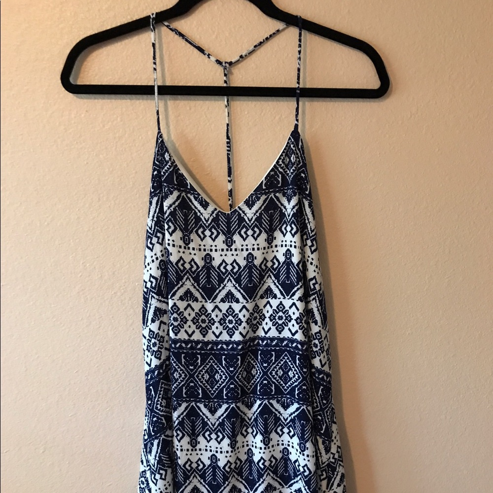 Lulu's large tribal print dress white/blue