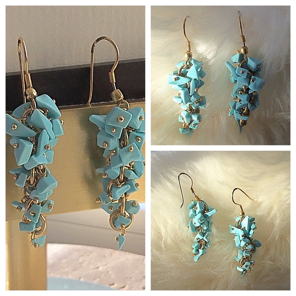 Delicate Turquoise & Gold Cluster Earrings