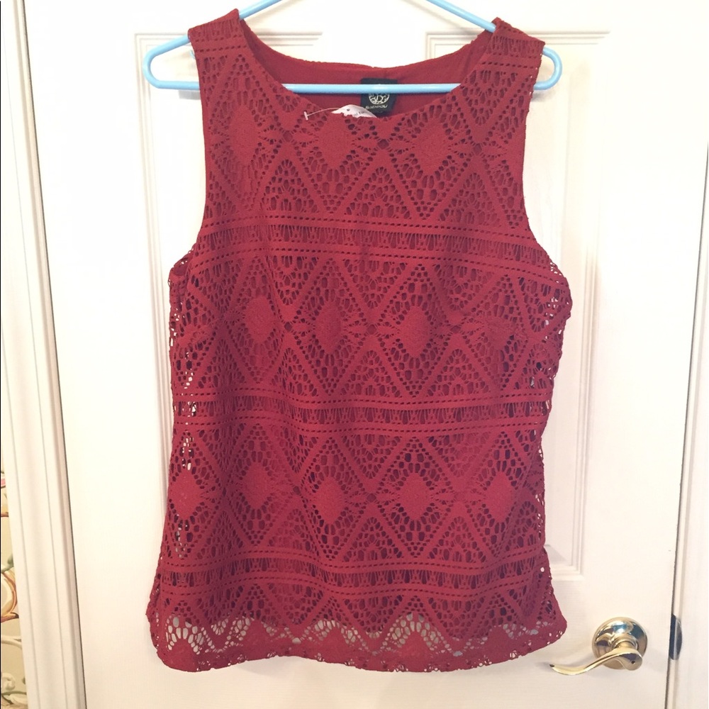 Bobeau Brick Colored Lace Top