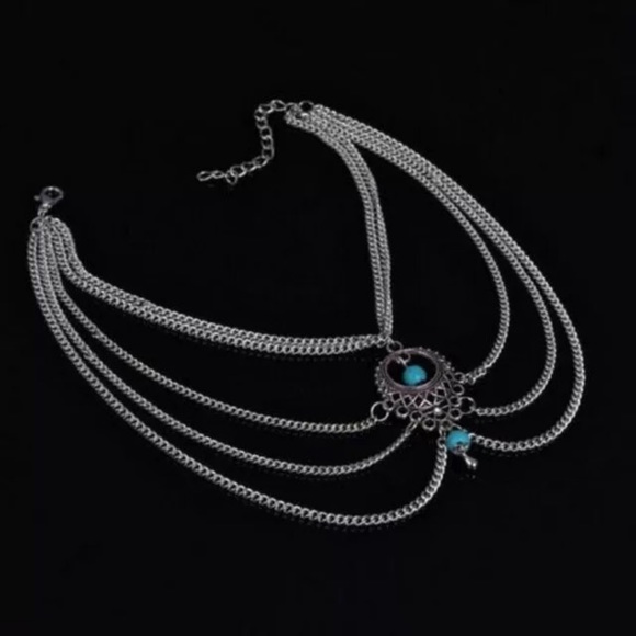 🔴🆕2 left Boho turquoise stone silver anklet - Picture 2 of 4