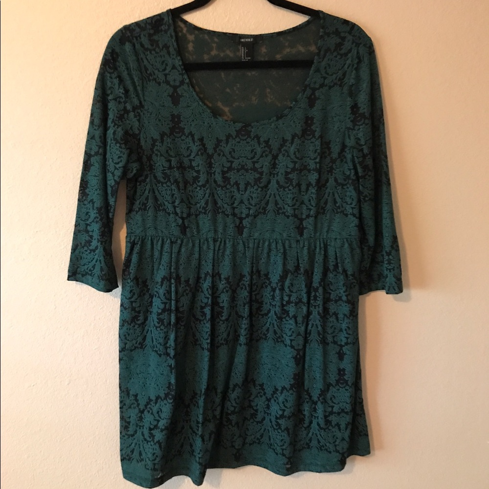 Forever 21 large green lace dress
