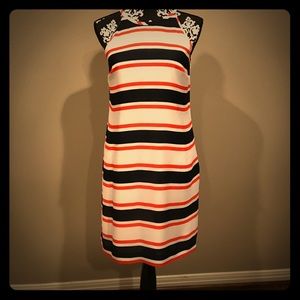 Banana Republic Navy and Orange striped dress