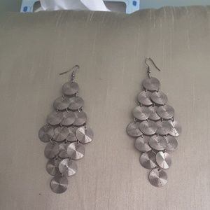 Silver circle chandelier earrings