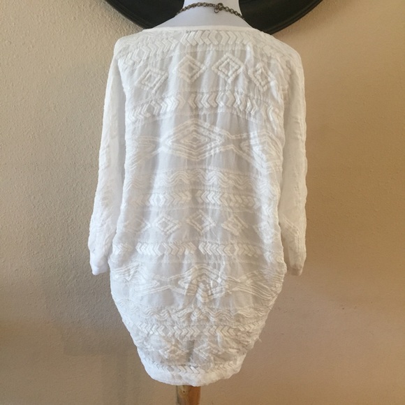 Cabi White Embroidered Sheer Back Blouse - Picture 5 of 6