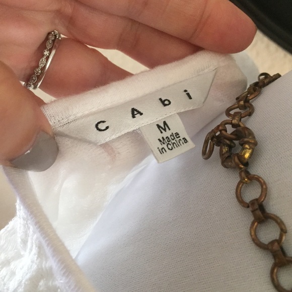 Cabi White Embroidered Sheer Back Blouse - Picture 6 of 6