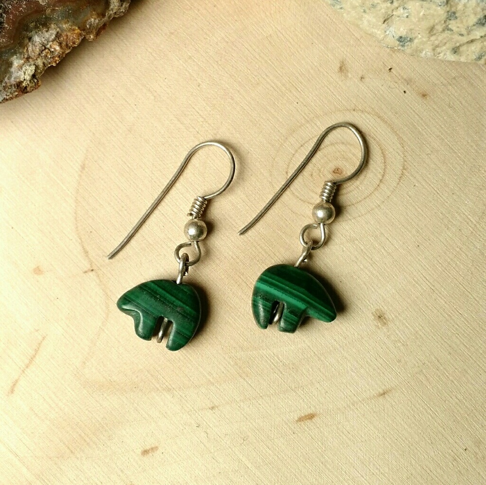 Authentic malachite Native American earrings