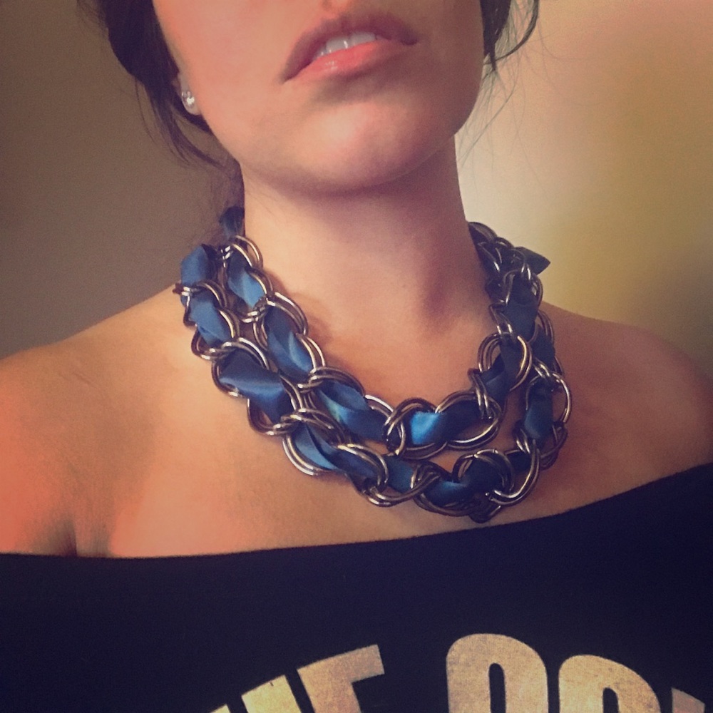 Chain and Ribbon Statement Necklace.