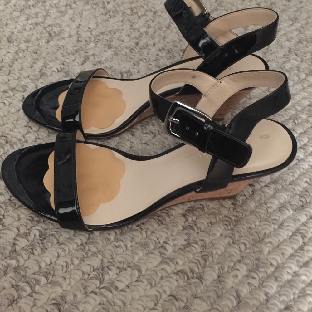 Nine West black cork wedge sandals