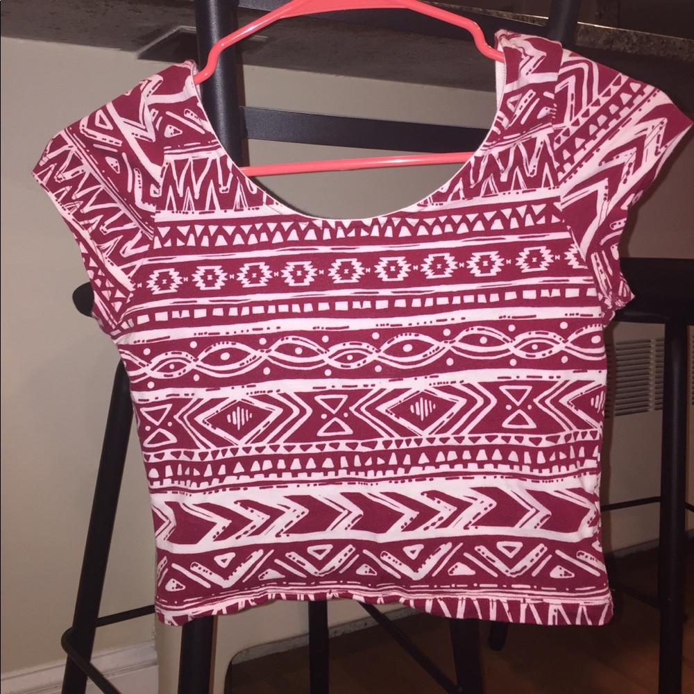 Red and white crop top